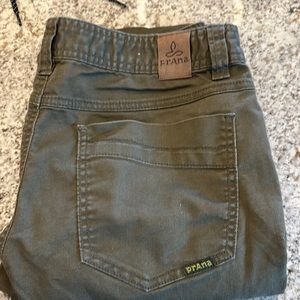 Olive green Prana pants 33x32 slim fit. Somewhat thick like jeans